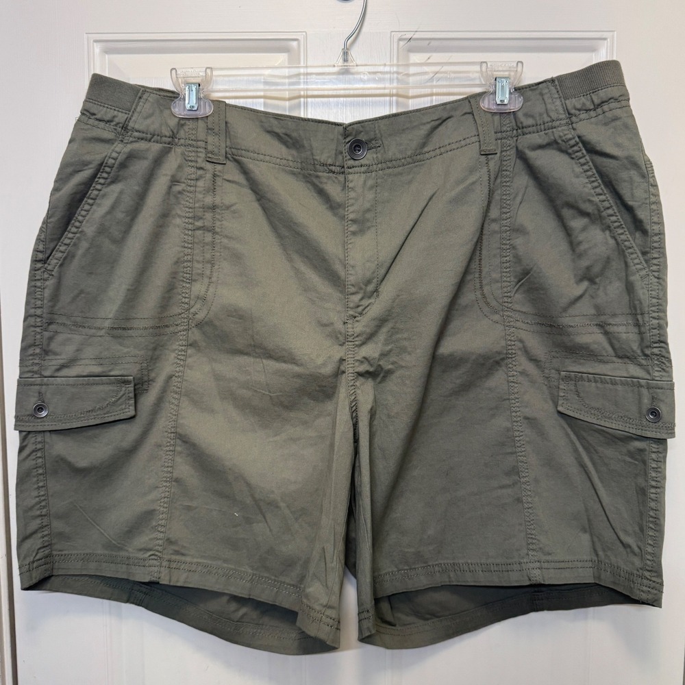 Style & Co Womens Cargo‎ Shorts 24W Olive Green Stretch Utility Outdoor Casual
